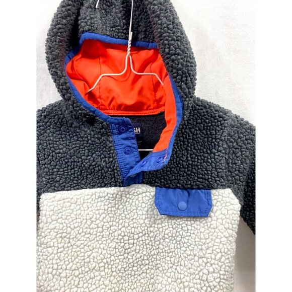 Boys Oshkosh Sherpa Pullover Hoodie Size 2T White Blue Orange Gray Soft Warm - Picture 3 of 6